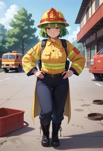 touhou,wriggle_nightbug,firefighter  - AI generated anime art