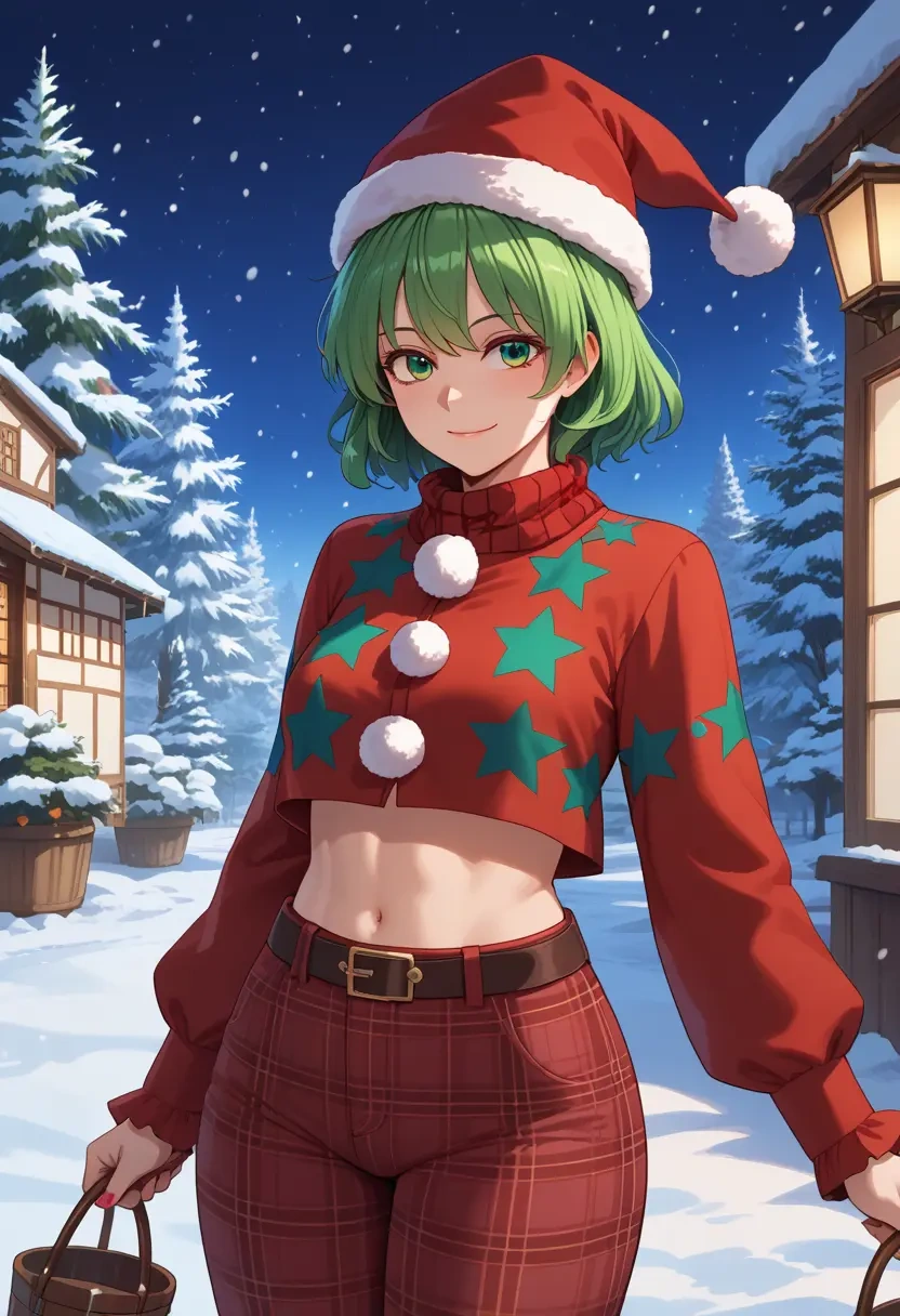 touhou,wriggle_nightbug,Christmas,plaid trousers  - 