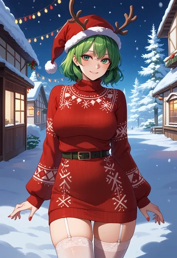 touhou,wriggle_nightbug,sweater,stockings,Thigh garters  - AI generated anime art