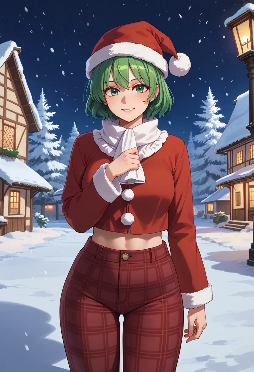 touhou,wriggle_nightbug,Christmas,plaid trousers  - 