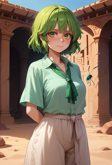 touhou,wriggle_nightbug,tie-dye shirt,dolphin shorts  - AI generated anime art