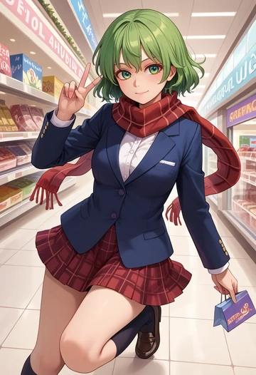 touhou,wriggle_nightbug,winter,student uniform,plaid skirt  - AI generated anime art