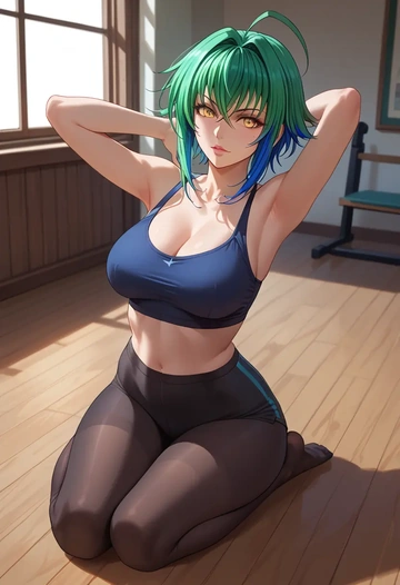 high_school_dxd,xenovia_quarta,leggings,yoga  - AI generated anime art