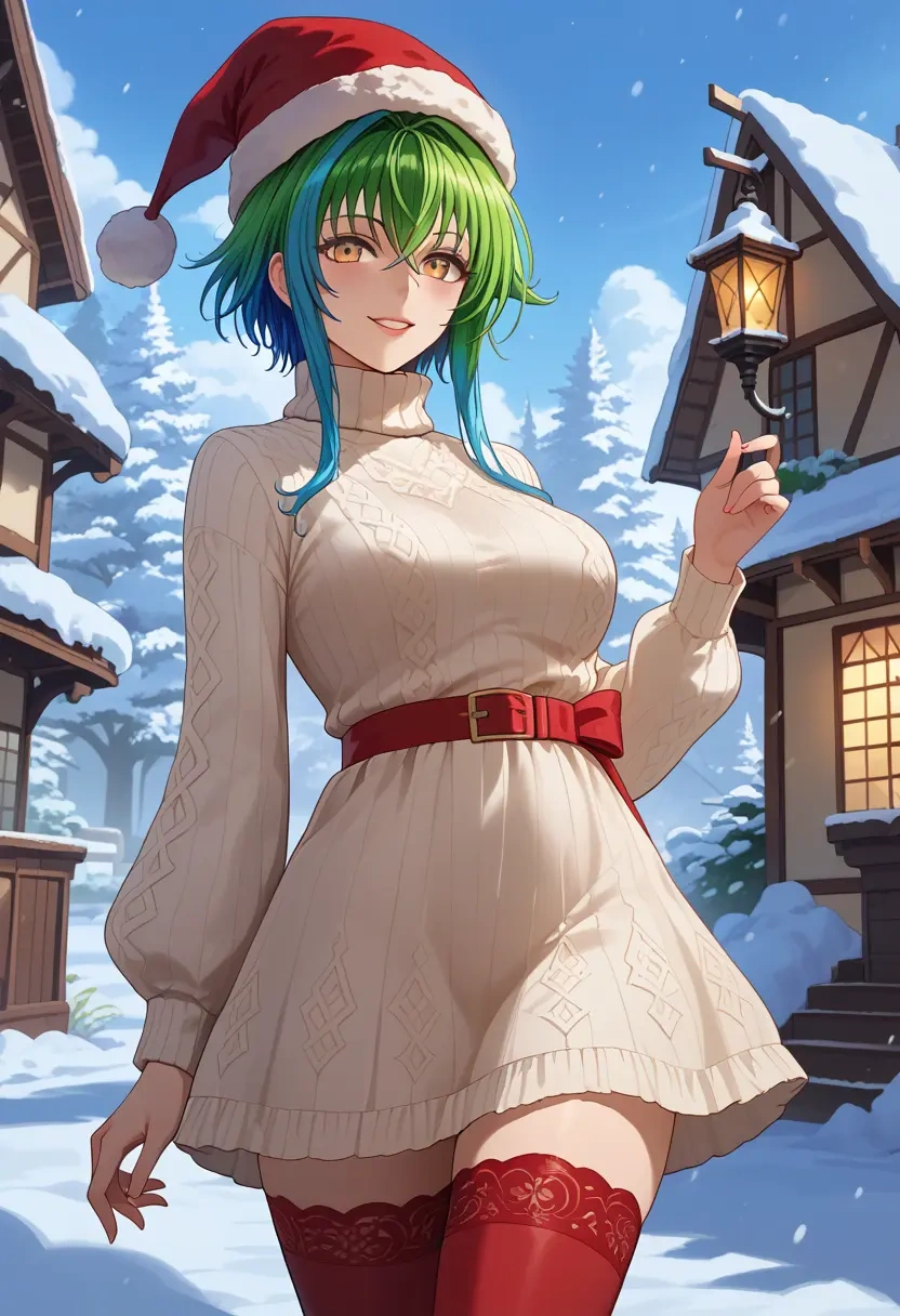 high_school_dxd,xenovia_quarta,Christmas,sweater dress,stockings  - 