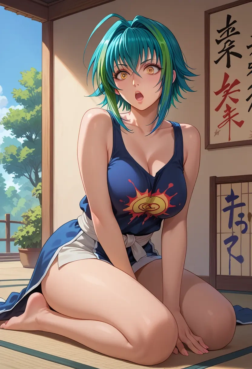 high_school_dxd,xenovia_quarta,abstract graffiti tank,dolphin shorts  - 