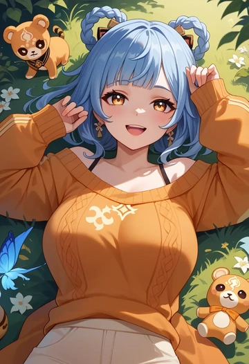 genshin_impact,xiangling_(genshin_impact),orange,sweater  - AI generated anime art