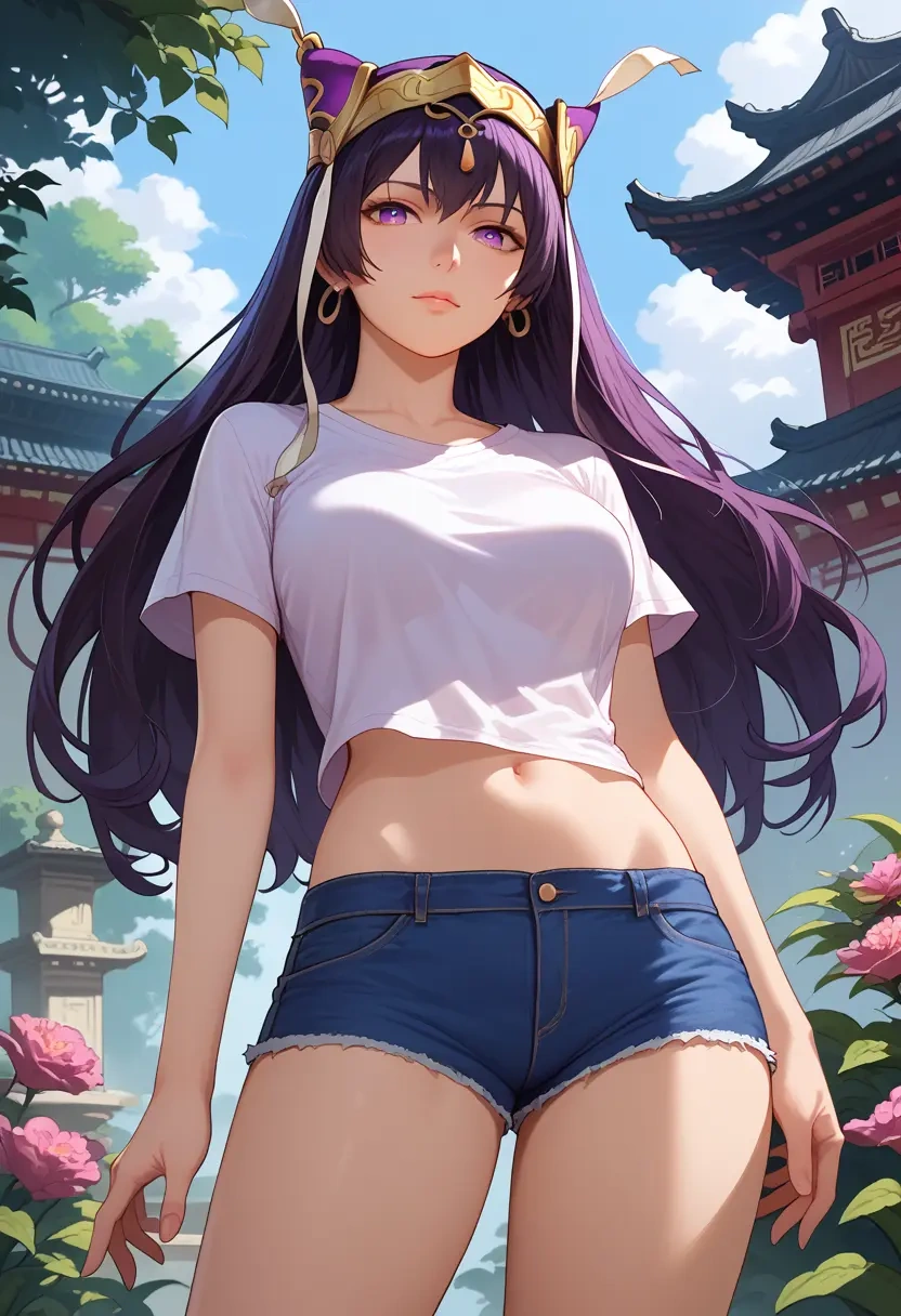 fate_(series),xuangzang_sanzang_(fate),denim shorts  - 