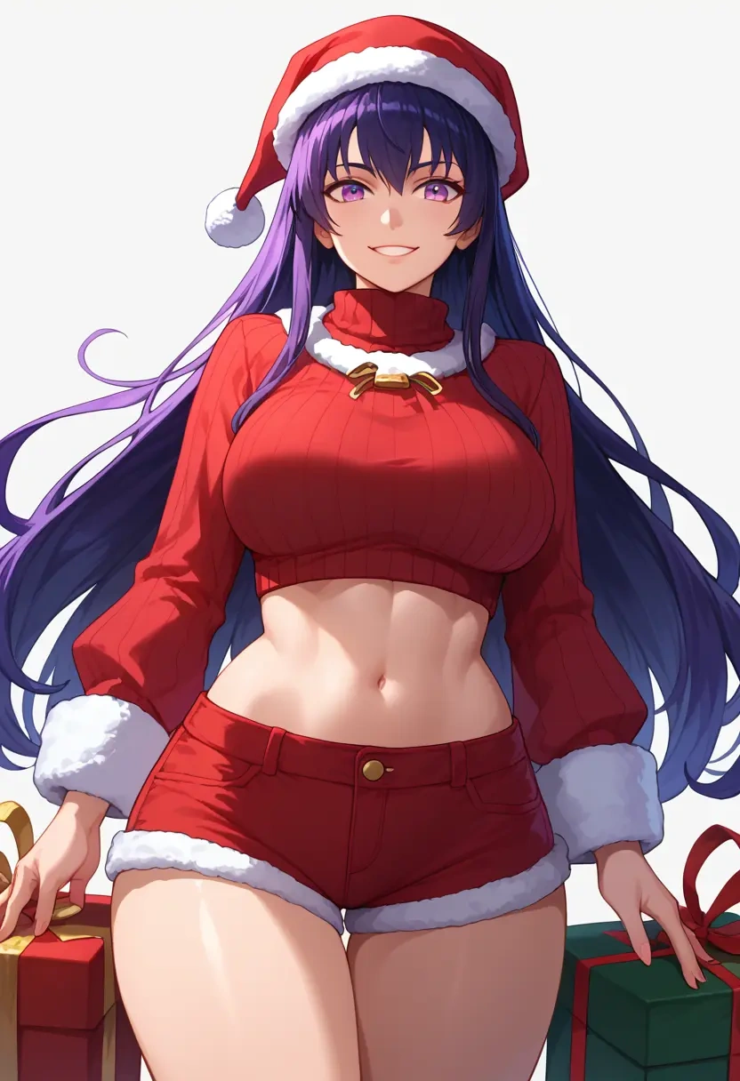 fate_(series),xuangzang_sanzang_(fate),Christmas,red velvet shorts,turtleneck sweater  - 