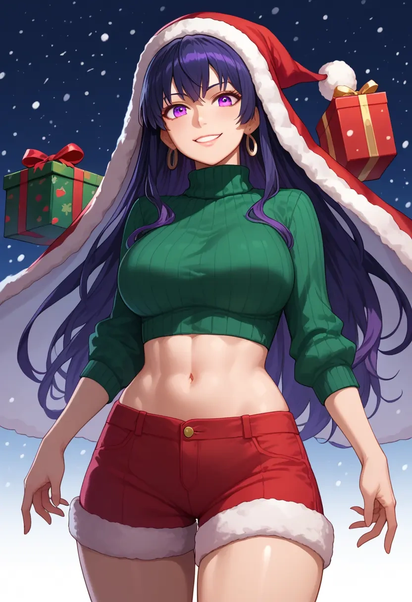 fate_(series),xuangzang_sanzang_(fate),Christmas,red velvet shorts,turtleneck sweater  - 