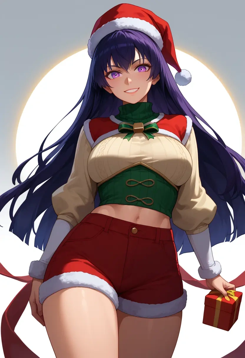 fate_(series),xuangzang_sanzang_(fate),Christmas,red velvet shorts,turtleneck sweater  - 