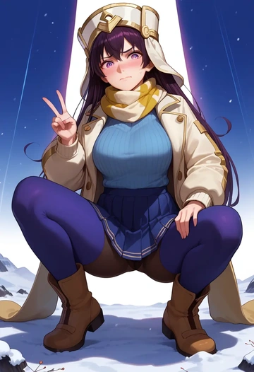 fate_(series),xuangzang_sanzang_(fate),winter,student uniform,puffer jacket  - AI generated anime art