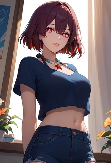 star rail,xueyi,denim shorts  - AI generated anime art