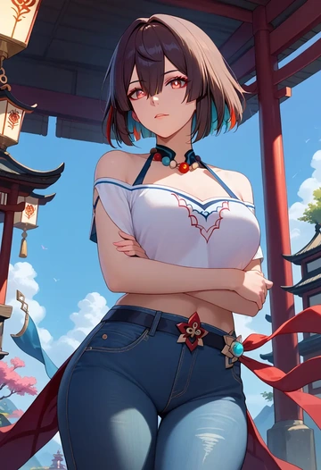 star rail,xueyi,crop top  - AI generated anime art