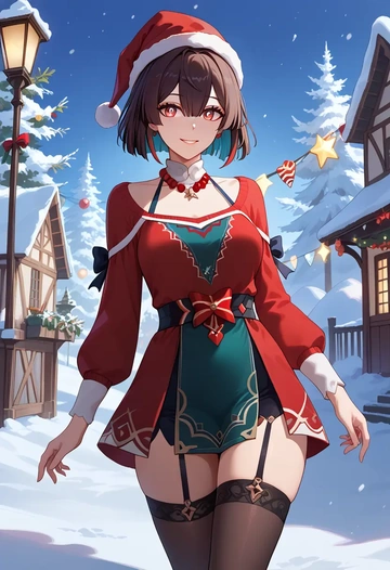 star rail,xueyi,sweater,stockings,Thigh garters  - AI generated anime art