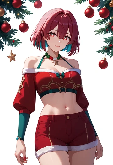 star rail,xueyi,Christmas,red velvet shorts  - AI generated anime art