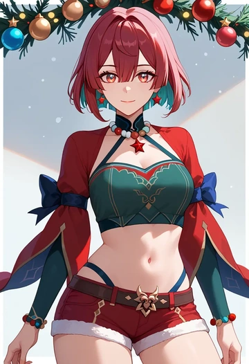 star rail,xueyi,Christmas,red velvet shorts  - AI generated anime art