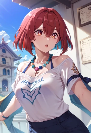 star rail,xueyi,running shirt,shorts,sneakers  - AI generated anime art