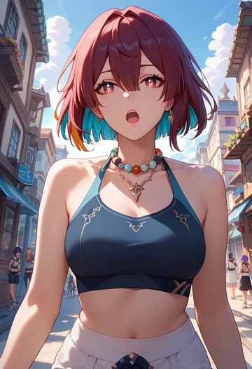 star rail,xueyi,sports bra,high-waisted leggings  - AI generated anime art