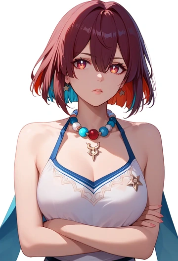 star rail,xueyi,tankini top,board shorts  - AI generated anime art