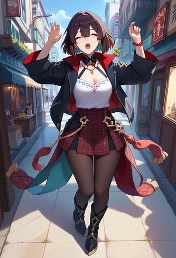 star rail,xueyi,winter,student uniform,fur-collared jacket  - AI generated anime art