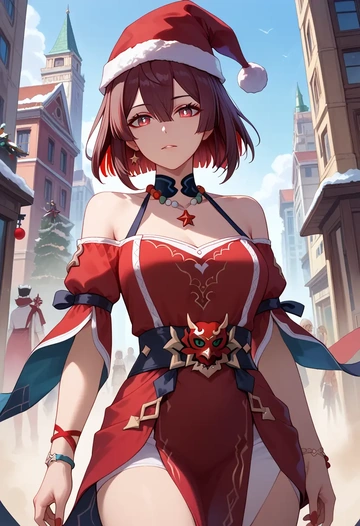 star rail,xueyi,Christmas,red velvet dress  - AI generated anime art