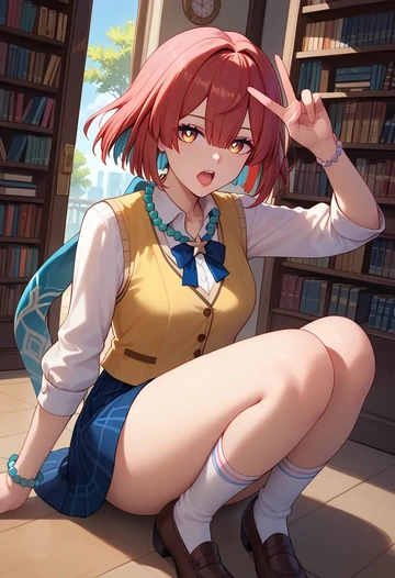 star rail,xueyi,spring,student uniform,vest  - AI generated anime art