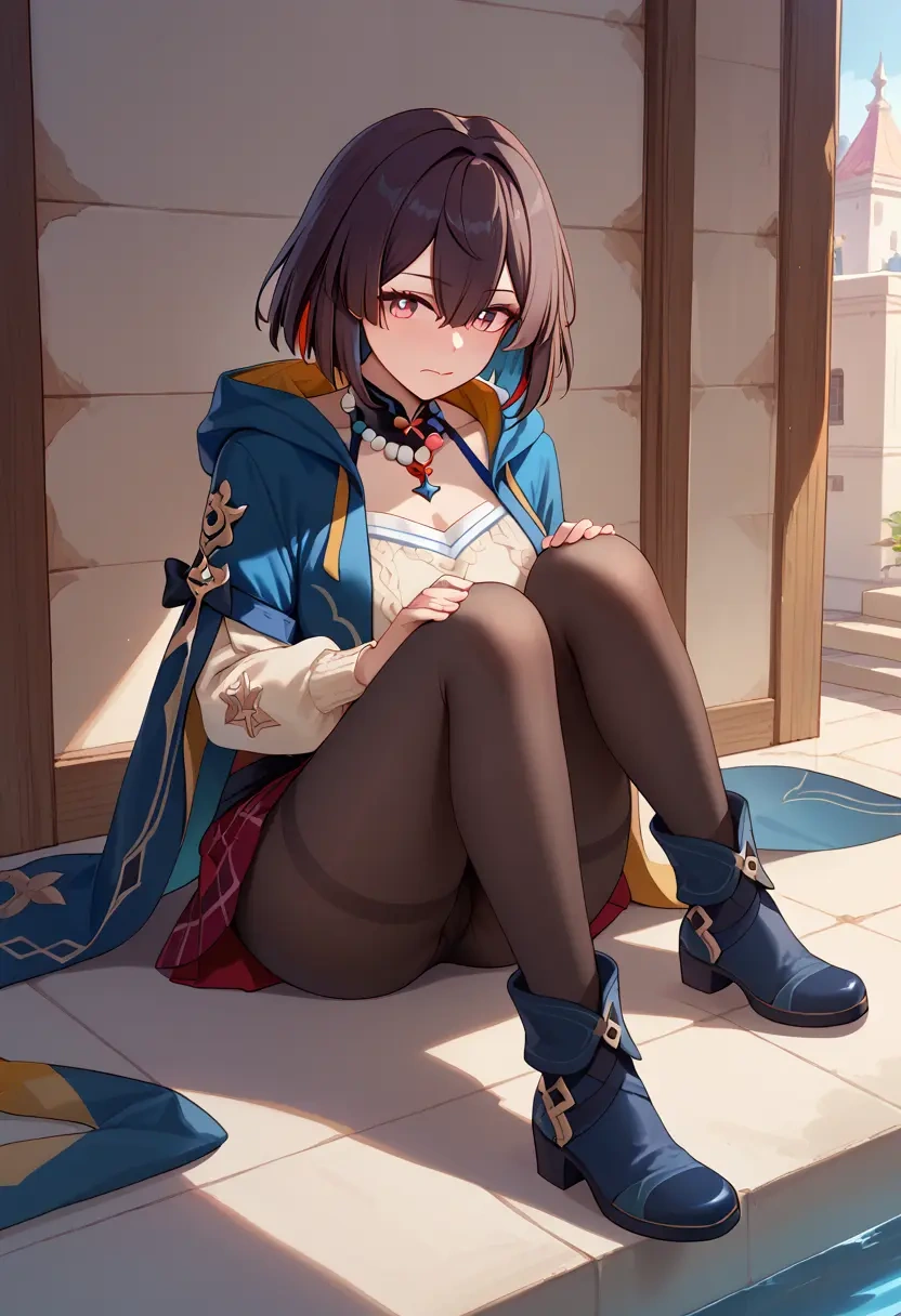 star rail,xueyi,winter,student uniform,hooded coat  - 