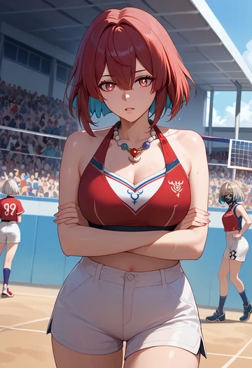 star rail,xueyi,volleyball uniform  - AI generated anime art