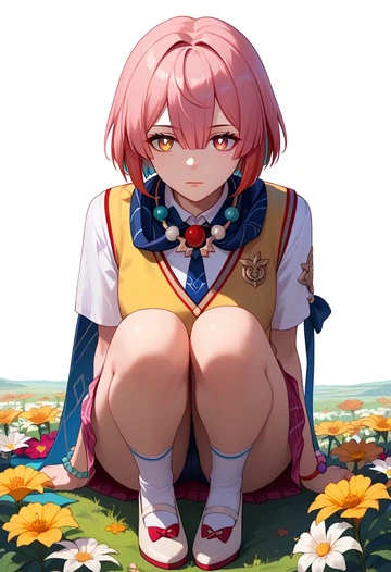 star rail,xueyi,spring,student uniform,vest  - AI generated anime art