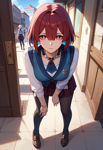 star rail,xueyi,winter,student uniform,vest  - AI generated anime art