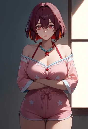 star rail,xueyi,pajamas, low-waisted shorts  - AI generated anime art