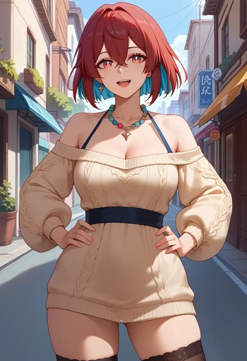 star rail,xueyi,off-shoulder,sweater  - AI generated anime art