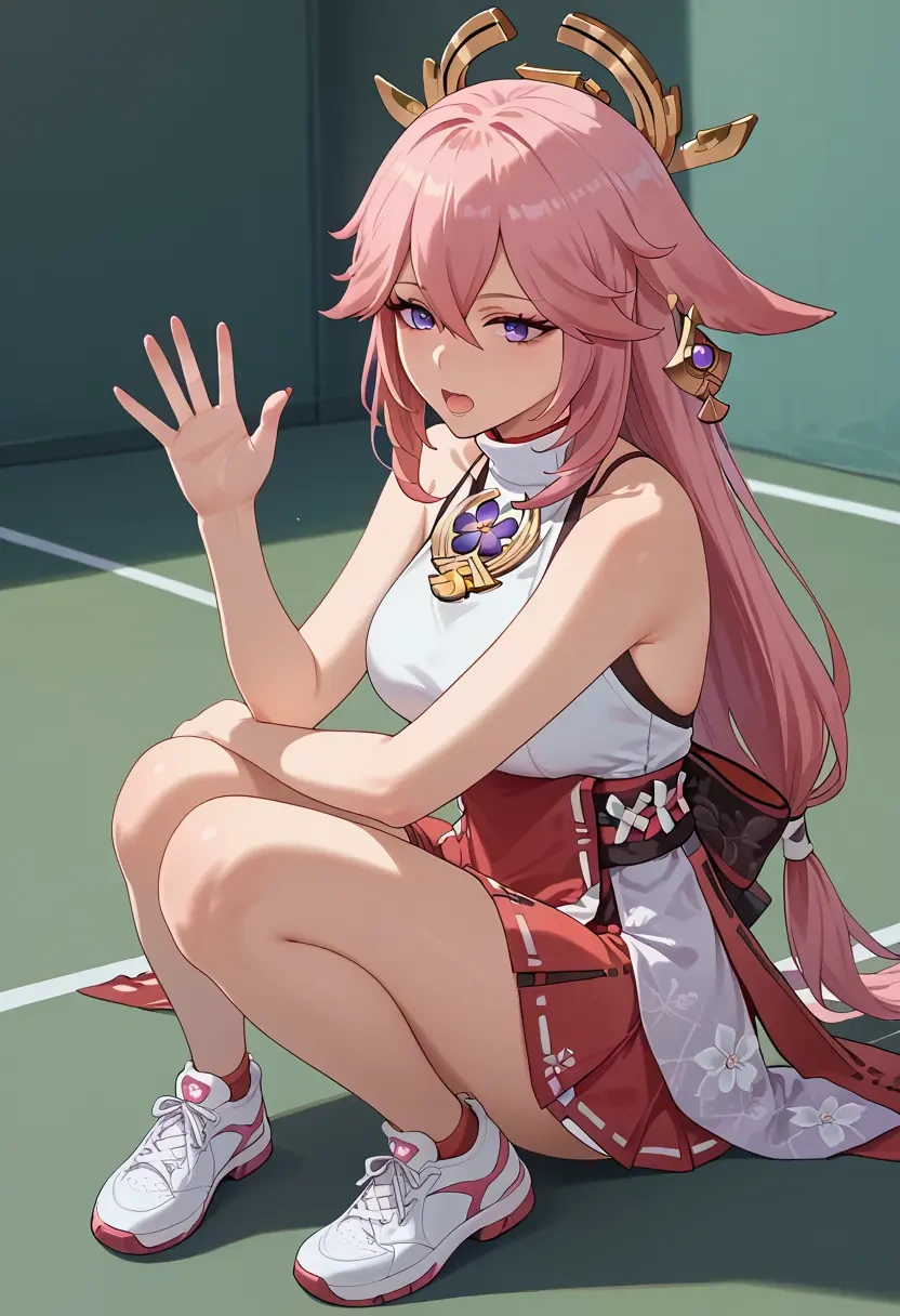 genshin impact,yae_miko,tennis skirt  - 