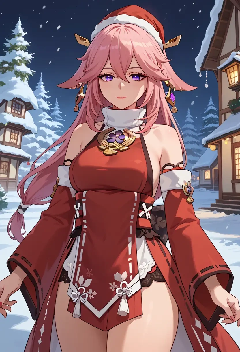 genshin impact,yae_miko,Christmas,dress  - 