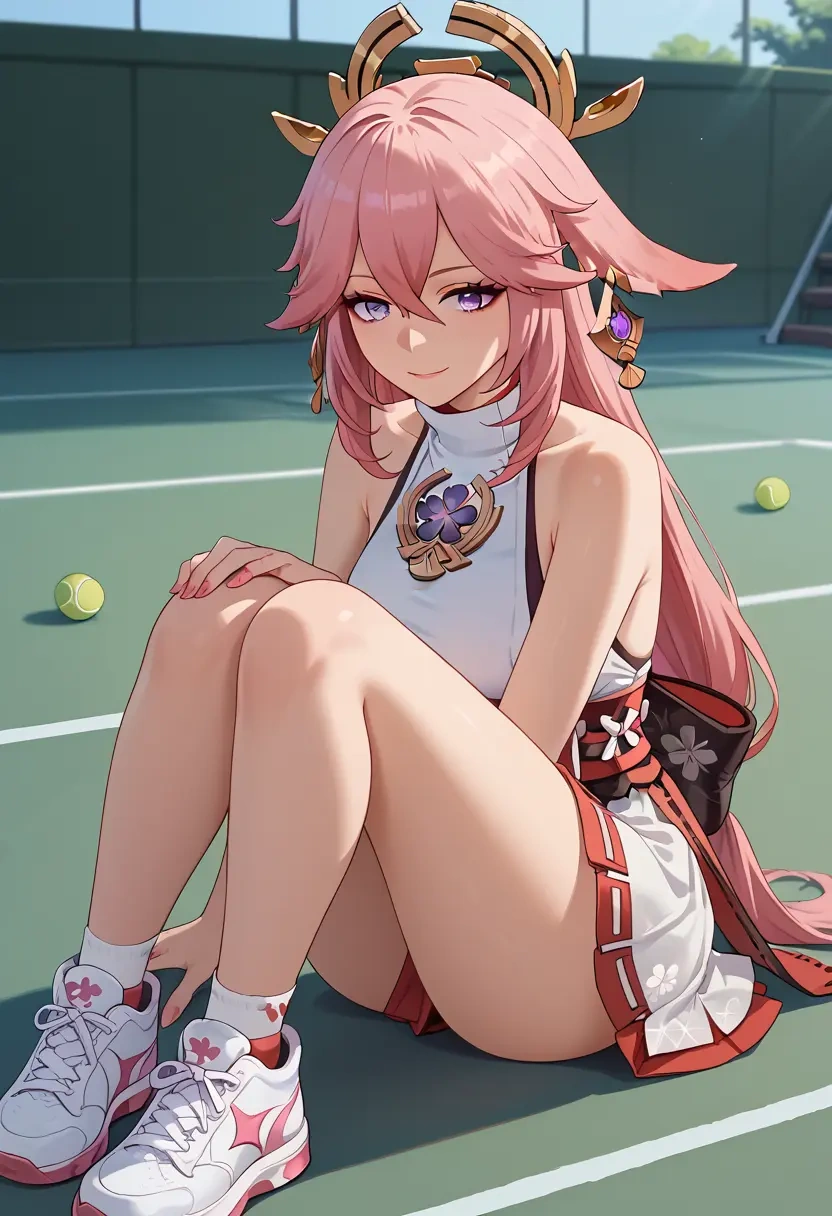 genshin impact,yae_miko,tennis skirt  - 