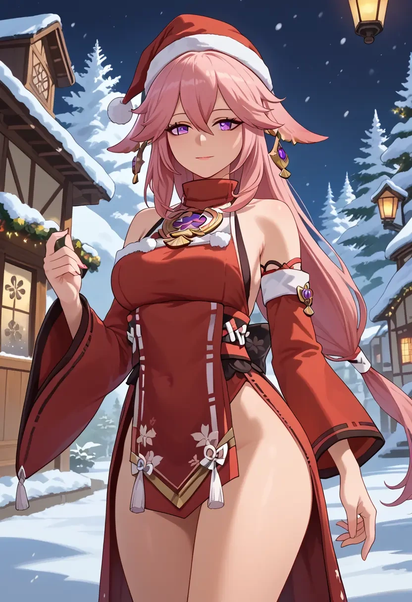 genshin impact,yae_miko,Christmas,dress  - 