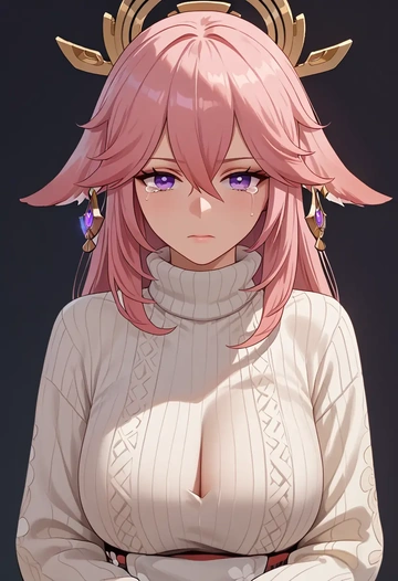 genshin impact,yae_miko,sweater  - AI generated anime art