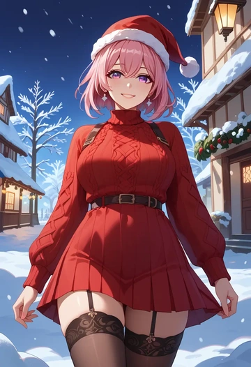 honkai_(series),yae_sakura,sweater,stockings,Thigh garters  - AI generated anime art