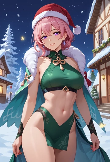 honkai_(series),yae_sakura,Christmas,dress  - AI generated anime art