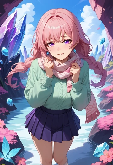 honkai_(series),yae_sakura,spring,student uniform,knit sweater  - AI generated anime art