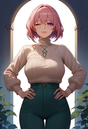 honkai_(series),yae_sakura,sweater  - AI generated anime art