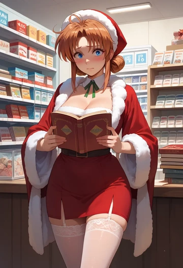 lyrical_nanoha,yagami_hayate,Christmas,sexy, stockings,  - AI generated anime art