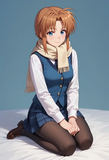 lyrical_nanoha,yagami_hayate,winter,student uniform,vest  - AI generated anime art