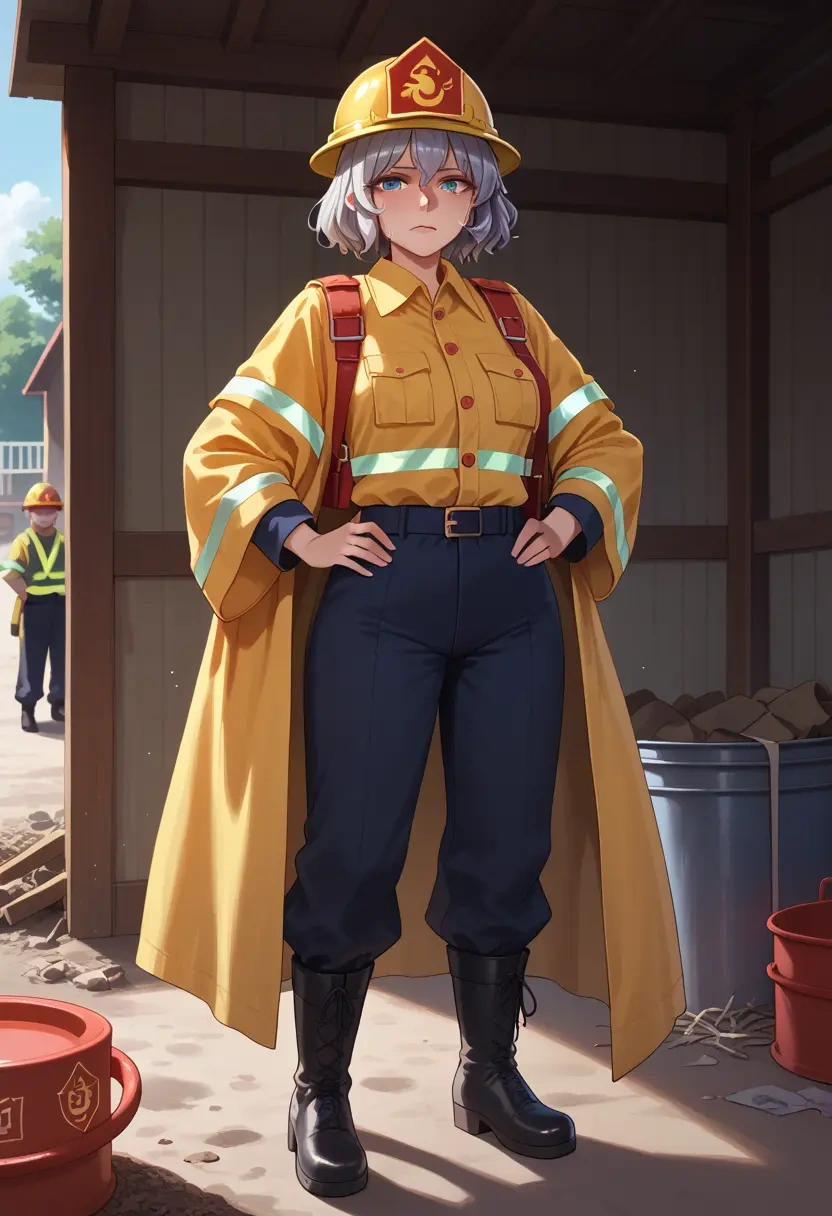 touhou,yagokoro_eirin,firefighter  - 