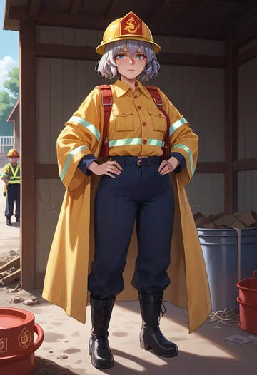 touhou,yagokoro_eirin,firefighter  - AI generated anime art