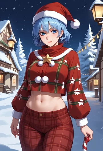 touhou,yagokoro_eirin,Christmas,plaid trousers  - AI generated anime art