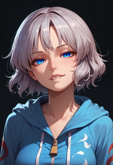 touhou,yagokoro_eirin,crop hoodie,shorts  - AI generated anime art