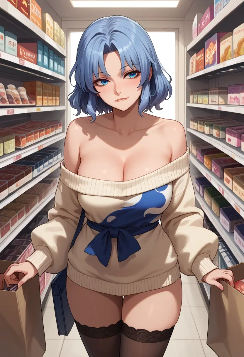 touhou,yagokoro_eirin,off-shoulder,sweater  - 