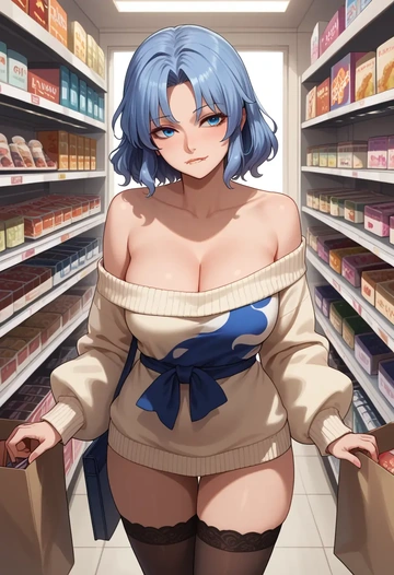 touhou,yagokoro_eirin,off-shoulder,sweater  - AI generated anime art