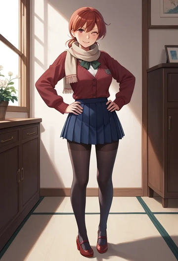 kantai_collection,yahagi_(kancolle),winter,student uniform,cardigan  - AI generated anime art